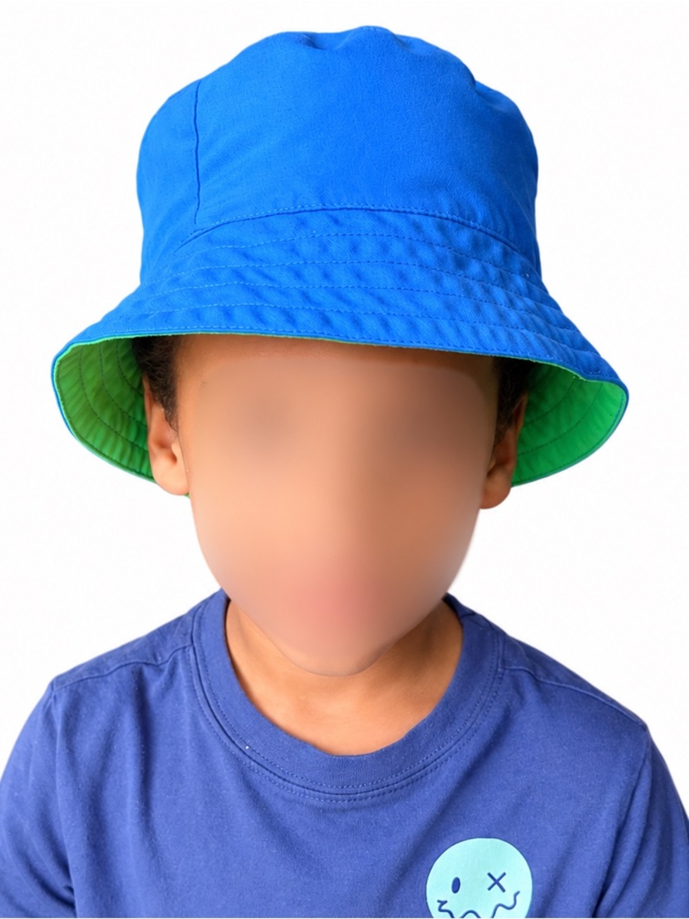 Primary Reversible Kids Bucket Hat in Blue and Green